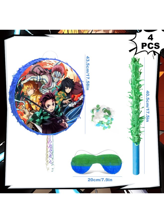 FRUITFUL PARTY Demon Slayer Round Pinata, Demon Slayer Party Pinata Bundle - Large Anime Character Pinata, Japanese Theme Party Game Decorations Party Stick etc Demon Slayer Pinata Birthday Party Decoration Supplies - Image 2